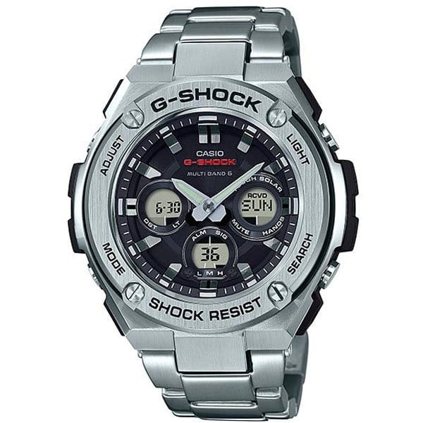 Casio Casio G-Shock GST-W310D-1A GST G-Steel GST-W310D-1A электронные мужские часы черный циферблат, браслет 18-каратное желтое золото — вид спереди