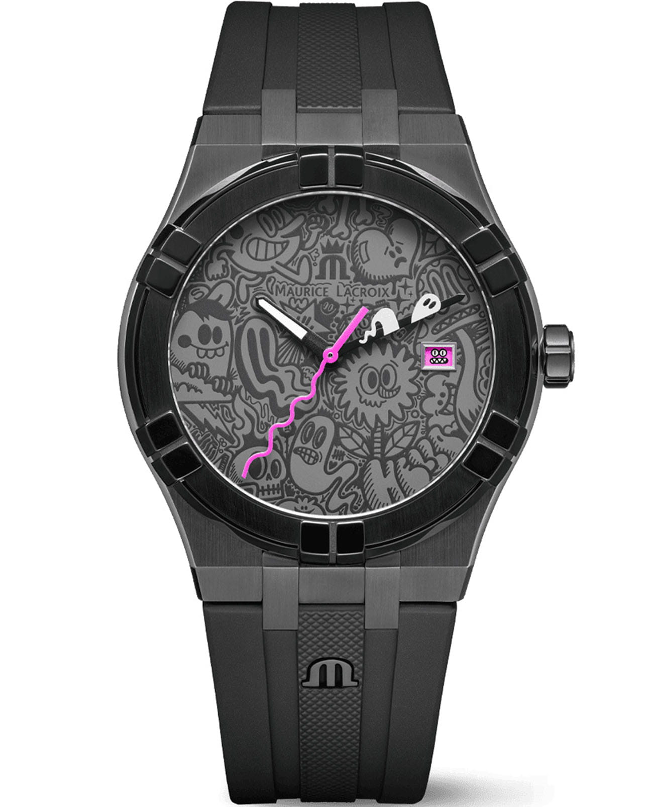 Maurice Lacroix Maurice Lacroix  Aikon Automatic Wotto Limited Edition AI1108-PVL20-090-2  AI1108-PVL20-090-2 кварцевые мужские часы серый циферблат, браслет каучук — вид спереди
