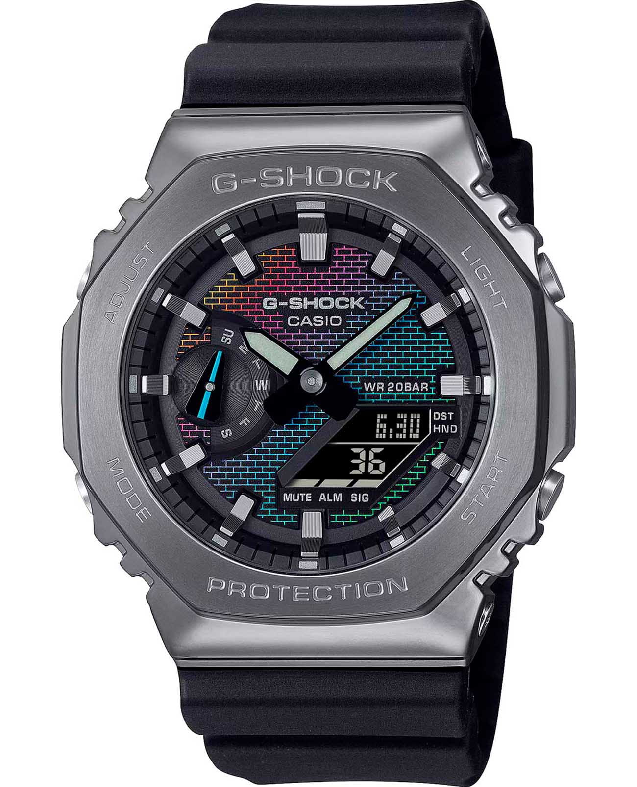 Casio Casio G-Shock GM-2100BRW-1A GM GM-2100BRW-1A электронные мужские часы цветной циферблат, браслет пластик — вид спереди