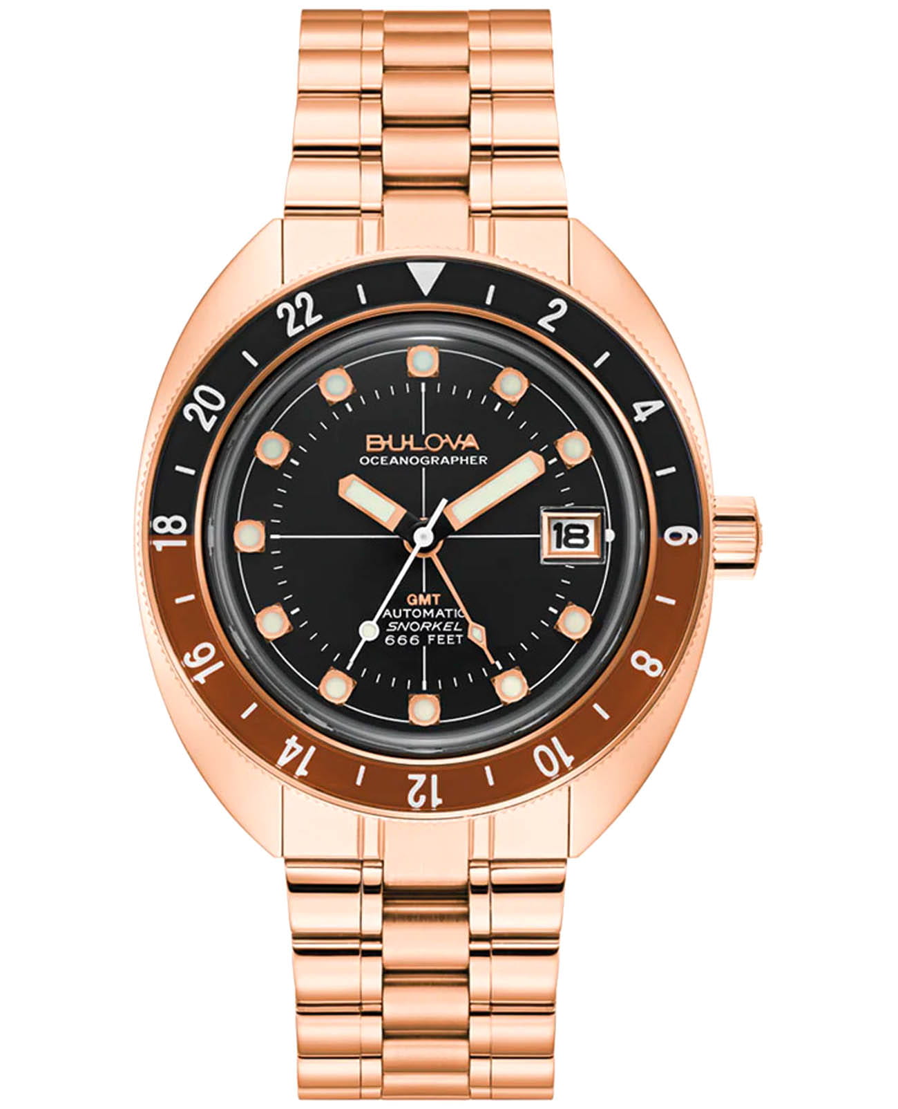 Bulova Bulova Oceanographer 97B215  97B215 механические мужские часы черный циферблат, браслет нержавеющая сталь с ip-покрытием — вид спереди