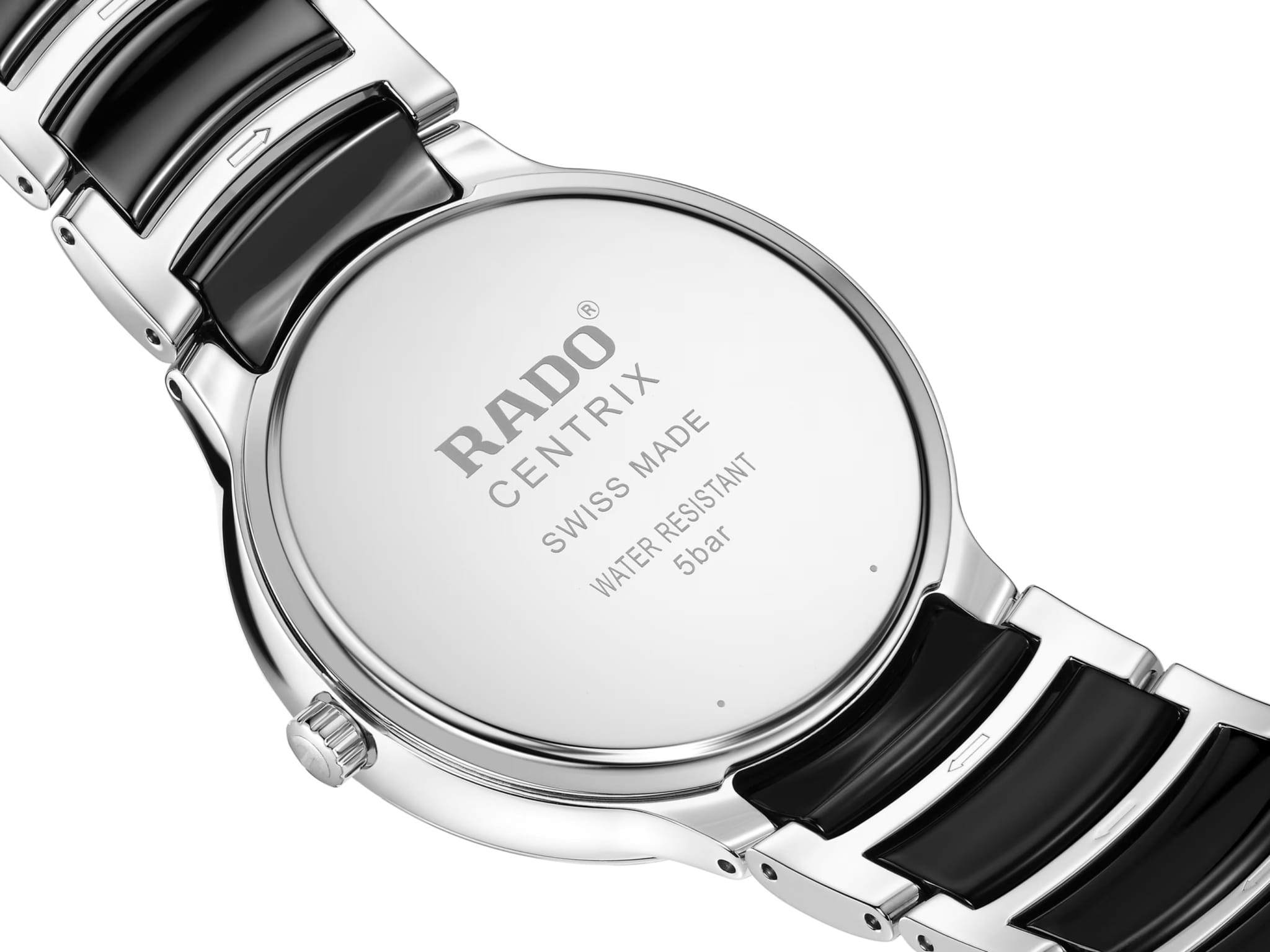 Rado Rado Centrix R30021152, centrix швейцария мужские часы на браслете сталь + высокотехнологичная керамика боковой вид