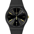 Swatch Swatch New Gent Biosourced SO29B403  SO29B403 кварцевые мужские часы черный циферблат, браслет биоматериал — вид спереди