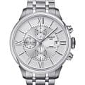 Tissot Tissot Chemin des Tourelles Chronograph T099.427.11.038.00 Chemin des Tourelles T0994271103800 механические мужские часы белый циферблат, браслет нержавеющая сталь — вид спереди