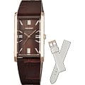 Orient Orient QCBH002T (FQCBH002T)  FQCBH002T автокварц (кинетик) женские часы  коричневый циферблат, браслет кожа + текстиль — вид спереди