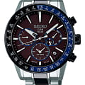 Seiko Seiko Astron GPS Solar SSH009J1  SSH009J1 кварцевые мужские часы черный циферблат, браслет титановый c pvd покрытием — вид спереди