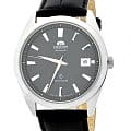 Orient Orient ER2F003B (FER2F003B)  FER2F003B механические мужские часы черный циферблат, браслет кожаный — вид спереди