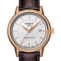 Tissot Tissot Carson Powermatic 80 T085.407.36.011.00 Carson T0854073601100 механические мужские часы белый циферблат, браслет кожаный — вид спереди