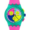 Swatch Swatch Chrono 42 Standard SUSG408  SUSG408 кварцевые женские часы цветной циферблат, браслет силикон — вид спереди