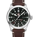 Luminox Luminox P–38 LIGHTNING XA.9521  XA.9521 кварцевые мужские часы  черный циферблат, браслет кожаный — вид спереди