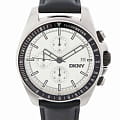 DKNY DKNY Central Park Chrono DK1G049L0035  DK1G049L0035 кварцевые мужские часы серебристый циферблат, браслет кожаный — вид спереди
