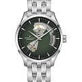 Hamilton Hamilton Jazzmaster Open Heart Auto H32675160  H32675160 механические мужские часы зеленый циферблат, браслет нержавеющая сталь — вид спереди