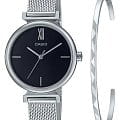 Casio Casio Collection LTP-2023VM-1C  LTP-2023VM-1C кварцевые женские часы черный циферблат, браслет нержавеющая сталь — вид спереди