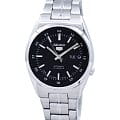 Seiko Seiko Seiko 5 SNK567J1  SNK567J1 механические мужские часы черный циферблат, браслет нержавеющая сталь — вид спереди