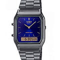 Casio Casio Vintage AQ-230GG-2ADF (AQ-230GG-2A)  AQ-230GG-2A кварцевые мужские часы синий циферблат, браслет сталь с ip покрытием — вид спереди