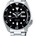Seiko Seiko 5 Sports SRPD55K1S  SRPD55K1 механические мужские часы черный циферблат, браслет нержавеющая сталь — вид спереди