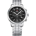Swiss Military by Chrono Swiss Military by Chrono SM34052.01  SM34052.01 кварцевые мужские часы  черный циферблат, браслет нержавеющая сталь — вид спереди