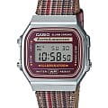 Casio Casio Collection A168WEFL-5AEF  A168WEFL-5AEF кварцевые мужские часы бордовый циферблат, браслет кожаный — вид спереди