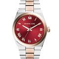 Michael Kors Michael Kors Channing MK6114  MK6114 кварцевые женские часы красный циферблат, браслет сталь c pvd покрытием — вид спереди