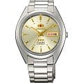 Orient Orient AB00005C (FAB00005C)  FAB00005C механические мужские часы золотой циферблат, браслет нержавеющая сталь — вид спереди