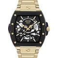 Philipp Plein Philipp Plein The Skeleton 2.0 PWJFA0625  PWJFA0625 механические мужские часы черный циферблат, браслет нержавеющая сталь с pvd-покрытием — вид спереди