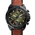 Fossil Fossil FB-02  FS5856  FS5856 кварцевые мужские часы зеленый циферблат, браслет кожаный — вид спереди