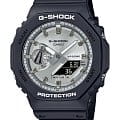 Casio Casio G-Shock GA-2100SB-1ADR (GA-2100SB-1AER) GA-2100 GA-2100SB-1AER электронные мужские часы серебристый циферблат, браслет пластик — вид спереди