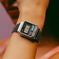 Casio Casio Vintage A120WE-1AEF, vintage япония мужские часы на браслете нержавеющая сталь боковой вид