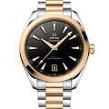 Omega Omega Seamaster Aqua Terra 220.20.41.21.01.001 Aqua Terra 22020412101001 механические мужские часы  черный циферблат, браслет нержавеющая сталь + золото 18к — вид спереди
