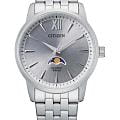 Citizen Citizen Basic Moonphase AK5000-54A  AK5000-54A кварцевые мужские часы серебристый циферблат, браслет нержавеющая сталь — вид спереди