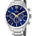 Festina Festina Timeless Chrono F20343/2  F20343/2 кварцевые мужские часы синий циферблат, браслет нержавеющая сталь — вид спереди