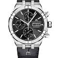Maurice Lacroix Maurice Lacroix Aikon Automatic Chronograph AI6038-SS001-330-1  AI6038-SS001-330-1 механические мужские часы черный циферблат, браслет кожаный — вид спереди