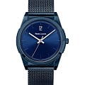 Pierre Lannier Pierre Lannier Candide 214K468  214K468 кварцевые мужские часы синий циферблат, браслет нержавеющая сталь с ip-покрытием — вид спереди