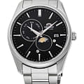 Orient Orient Sun & Moon RA-AK0307B  RA-AK0307B механические мужские часы черный циферблат, браслет нержавеющая сталь — вид спереди
