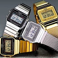 Casio Casio Collection A700WEMG-9A кварцевые мужские часы часы крупный план золотой циферблата