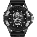 Philipp Plein Philipp Plein The Skull PWAAA1421  PWAAA1421 кварцевые мужские часы черный циферблат, браслет силикон — вид спереди