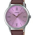 Casio Casio Collection MTP-E600L-5B  MTP-E600L-5B кварцевые мужские часы  розовый циферблат, браслет кожаный — вид спереди