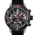 Tissot Tissot PRS 200 T067.417.26.051.00 PRS 200 T0674172605100 кварцевые мужские часы черный циферблат, браслет кожаный — вид спереди