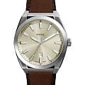 Fossil Fossil Everett FS6071  FS6071 кварцевые мужские часы шампань циферблат, браслет кожаный — вид спереди