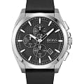  Hugo Boss HB 1513881  HB1513881 кварцевые мужские часы черный циферблат, браслет кожаный — вид спереди