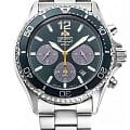 Orient Orient Chronograph Solar RA-TX0204E  RA-TX0204E кварцевые мужские часы зеленый циферблат, браслет нержавеющая сталь — вид спереди