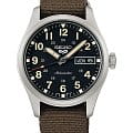 Seiko Seiko 5 Sports SRPJ85K1  SRPJ85K1 механические мужские часы черный циферблат, браслет тканевый — вид спереди