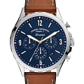 Fossil Fossil FB-01  FS5607  FS5607 кварцевые мужские часы синий циферблат, браслет кожаный — вид спереди