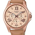 Casio Casio Sheen SHE-3806GL-9AUER  SHE-3806GL-9A кварцевые женские часы розовый циферблат, браслет кожаный — вид спереди