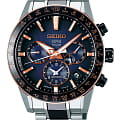 Seiko Seiko Astron GPS Solar SSH007J1  SSH007J1 автокварц (кинетик) мужские часы  черный циферблат, браслет титановый c pvd покрытием — вид спереди