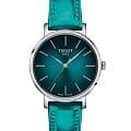 Tissot Tissot Everytime Lady T143.210.17.091.00 Everytime T1432101709100 кварцевые женские часы  бирюзовый циферблат, браслет кожаный — вид спереди