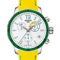 Tissot Tissot Quickster Chronograph Football T095.449.17.037.01 Quickster T0954491703701 кварцевые мужские часы  белый циферблат, браслет силикон — вид спереди