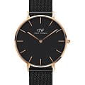 Daniel Wellington Daniel Wellington Petite Ashfield DW00100307  DW00100307 кварцевые женские часы  черный циферблат, браслет сталь c pvd покрытием — вид спереди
