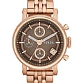 Fossil Fossil Boyfriend ES3494  ES3494 кварцевые женские часы желтый циферблат, браслет сталь с ip покрытием — вид спереди