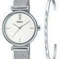 Casio Casio Collection LTP-2023VM-7C  LTP-2023VM-7C кварцевые женские часы белый циферблат, браслет нержавеющая сталь — вид спереди