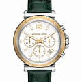 Michael Kors Michael Kors Maren MK7498  MK7498 кварцевые женские часы белый циферблат, браслет кожаный — вид спереди